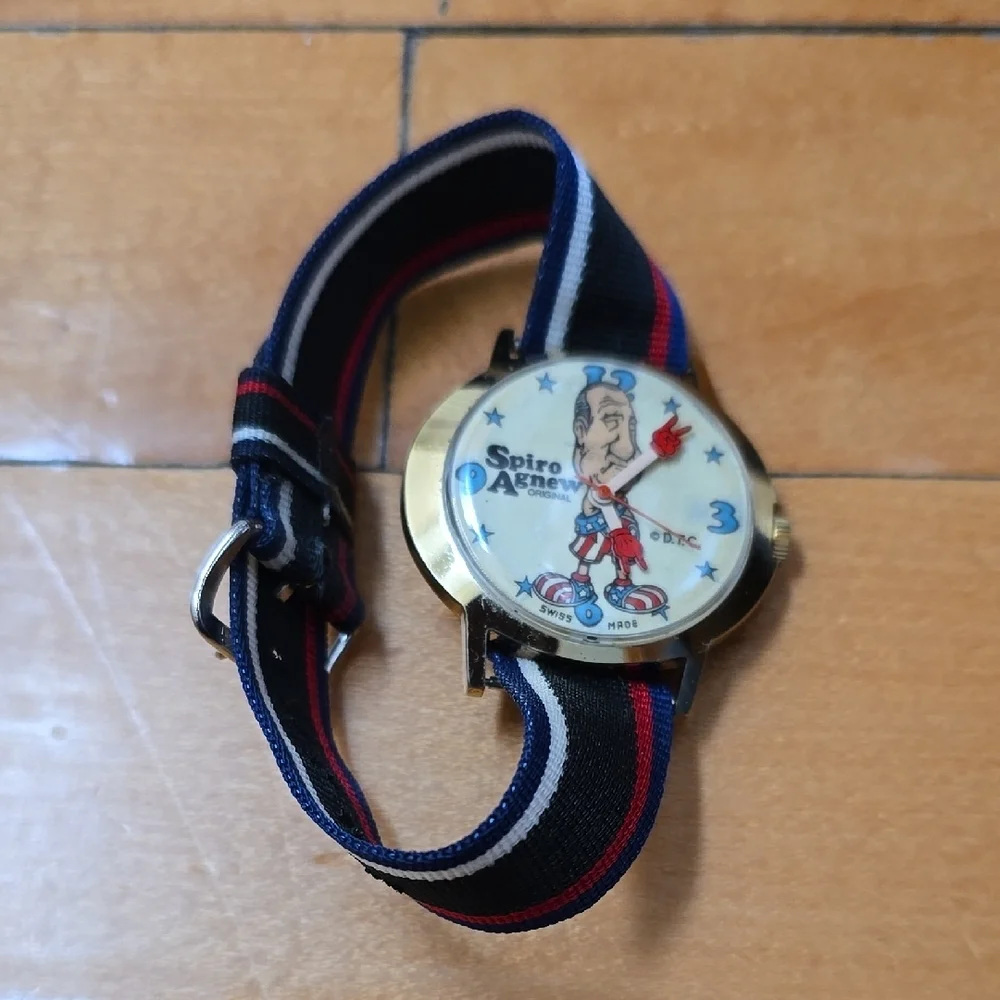 Vintage 70s Spiro Agnew Original Wrist Watch Dirty Time Co. Swiss Works